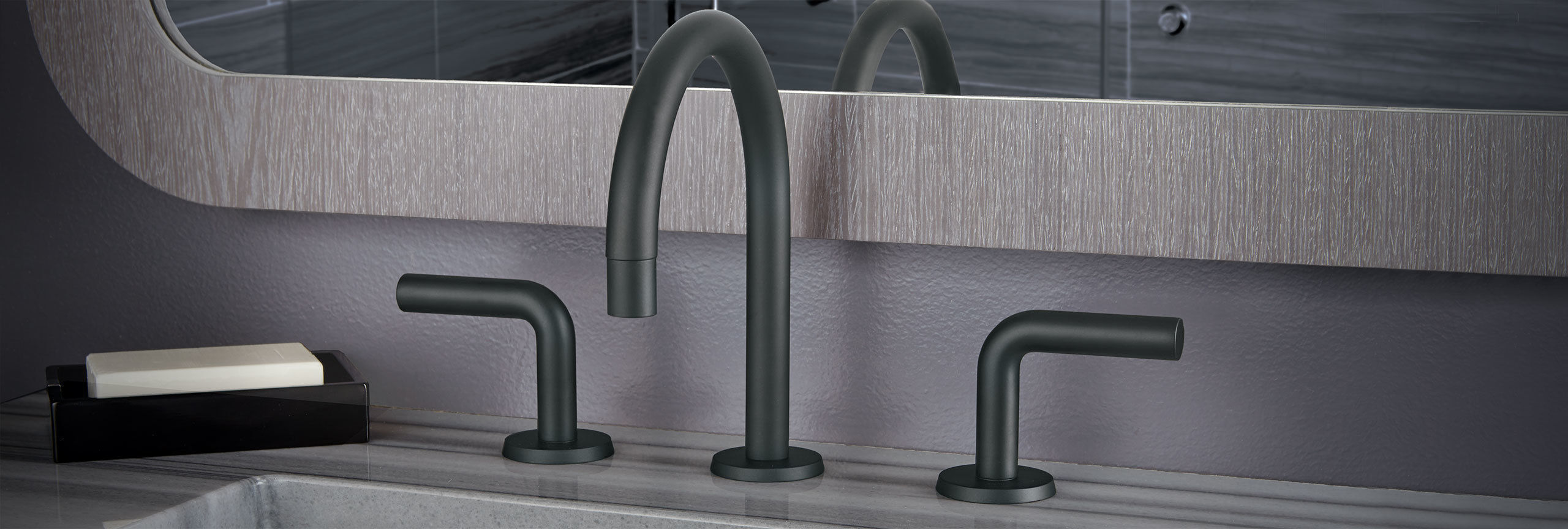 bathroom series tamalpais widespread faucet in matte black